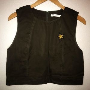 Sleeveless embroidered crop top